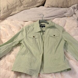 Jones New York Signature Striped Green Jacket